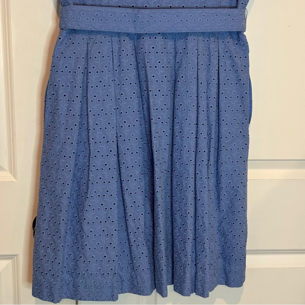 Brooks Brothers Blue Eyelet Button-Front Belted Dress - Picture 8 of 11